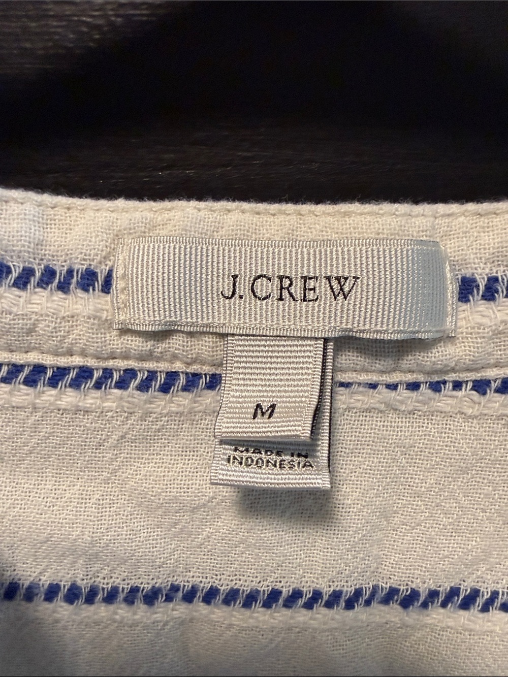 J. Crew Ivory Knit Top with Blue Stripe Detail - Picture 4 of 5